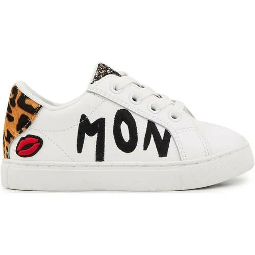 Bons baisers de Paname Baskets en cuir Mini Simone Mon Chaton Couleur BLANC