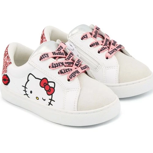 Bons baisers de Paname Baskets en cuir Mini Simone Hello Kitty Glitter Rose Couleur BLANC – Image 2
