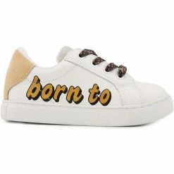 Bons baisers de Paname Baskets en cuir Mini Simone Born To Be Cute Couleur BLANC